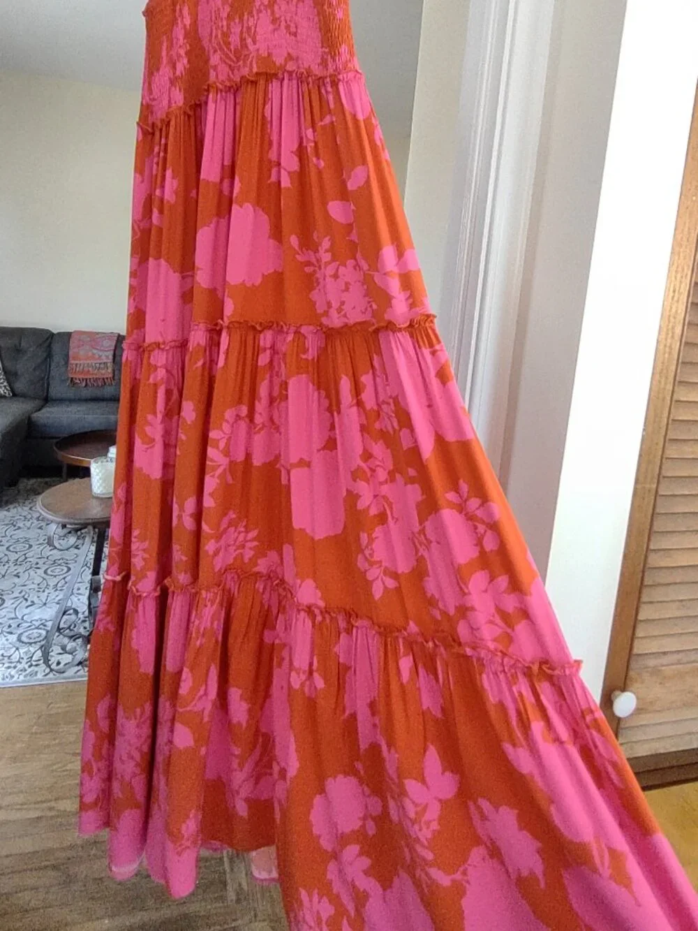 Anthropologie Abel The Label Maxi Dress Sz XSmall Angelica Tiered Ruffle Cottage - Picture 7 of 12